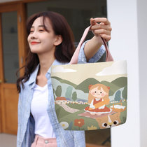 手提袋子外出时尚休闲百搭帆布包女可爱小布袋迷你饭包上班小拎包(梦想女孩米色 默认版本)