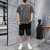 卡郎琪 男士短袖t恤夏季2020新款潮流一套搭配休闲运动套装宽松帅气衣服五分裤短裤(KXP-T269S205深灰 XXL)