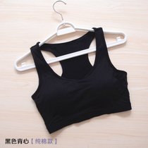 SUNTEK莫代尔短款bra-t打底吊带背心裹胸无钢圈文胸运动内衣抹胸带胸垫(黑色背心【纯棉款】 M)