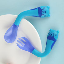 KIUIMI开优米儿童硅胶软勺宝宝弯曲练习叉勺感温儿童餐具婴儿勺子辅食勺(白色)