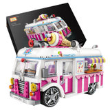 俐智小颗粒拼装玩具汽车模型 冰激凌车塑料1112 国美超市甄选