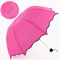 乾越 创意变色晴雨两用防紫外线公主伞 遇水即开花晴雨伞 太阳伞 遇水会开花(玫瑰红)