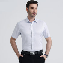 Youngor/雅戈尔男士短袖衬衫DP纯棉免烫商务休闲半袖衬衣SDP14655(蓝条纹 42)