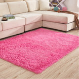 现代简约丝毛加厚地毯卧室客厅茶几床边毯(1米x2米)(丝毛枚红色 1米x2米)
