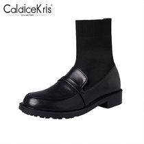 CaldiceKris（中国CK）秋冬新款百搭弹力袜靴女瘦瘦马丁靴短靴女CK-X5166-1(黑色 37)