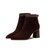 SUNTEK舒适女鞋高跟鞋2021年冬季加绒短筒尖头粗跟高跟短靴女法式靴(34 棕色绒里)