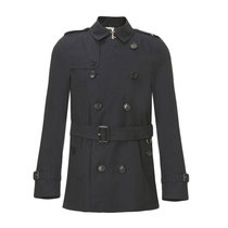Burberry男士海军蓝色棉质双排扣长袖外套 398021150黑色 时尚百搭