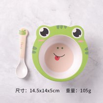 卡通宝宝辅食碗婴儿分格餐盘儿童防摔叉勺碗杯子餐具套装7xy(造型碗-青蛙（送勺子）)