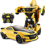 变形金刚玩具5 孩之宝擎天柱大黄蜂可声控感应机器人遥控车充电汽车人模型男孩玩具暑假礼物（新美）(大黄蜂一键变形双电池)