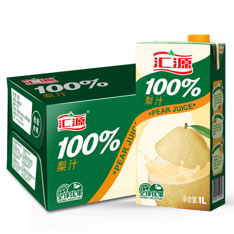 饮用水汇源果汁1l100纯果汁梨汁无添加果蔬汁饮料1l12盒返回商品页