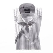 kool 白底黑灰彩条纹短袖衬衫 时尚短袖系列11100103101(白底黑灰 44)