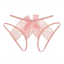 SUNTEK开裆镂空透明内裤女无痕新款丁字裤免脱蕾丝性感迷人少女日系(均码 80-130斤 粉色)