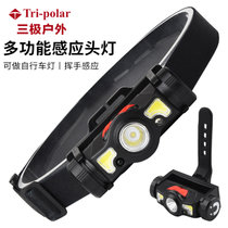 TP强光感应USB充电头灯多功能强磁自行车灯钓鱼灯工作灯手电筒 TP3386(黑色)