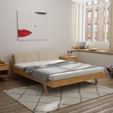 紫茉莉 北欧实木床1.8米双人床1.5米简约床卧室家具(原木色 裸床)