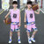 比得兔 男童篮球服套装2021新款儿童背心夏装男孩帅气夏天透气中大童球衣(130 粉色)