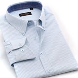 johansson约翰逊 男士素色提条商务休闲长袖衬衫 男衬衣J14SS1097(浅蓝 38)