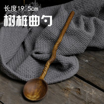 不规陶瓷复古家用长柄勺子咖啡勺创意可爱粗陶搅拌勺吃饭勺手工勺(树桩曲勺 默认版本)