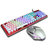 沃野K100S+G402机械键鼠 104键朋克蒸汽键帽RGB背光炫光青轴机械键盘LOL CF DNF电竞外设游戏鼠标(K100S 红色朋克白+G402银灰)