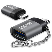 ESCASE Type-C转USB3.0转接头 安卓数据线U盘 手机OTG一体头 适用华为MacBook/P10Mate/荣耀V9/小米6/乐视等送挂绳深空灰