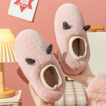 KOUDOO2021年秋冬季新款毛绒包跟情侣木地板居家棉鞋保暖月子鞋(M2105粉色 44-45)