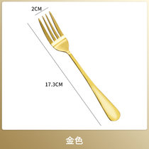 不锈钢勺子家用汤勺创意韩式餐勺咖啡甜品勺调羹长柄小汤匙西餐勺(金色叉子 默认版本)