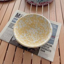 韩式ins风泼墨搪瓷婴儿蓝麦片燕麦水果沙拉碗网红马克杯平盘子(柠檬黄搪瓷碗)