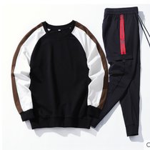 秋季男士韩版潮流运动裤秋季一套学生休闲运动服套装帅气两件套504-611(黑色 XXXL)