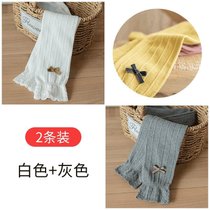 女童打底裤春秋薄款外穿洋气纯棉儿童小女孩白色裤子九分夏女宝宝(S码建议身高80-95cm 白色+灰色（SK021九分蝴蝶结）)