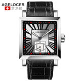 瑞士进口艾戈勒机械表全自动方形皮带男表真皮手表 时尚潮流男士腕表 透底防水(3301A1)