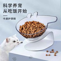 Aspet浙宠 卡通白色防滑透明斜口护颈椎单碗猫食盆饭盆猫碗宠物碗