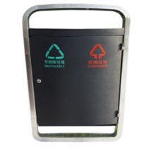 俊采云JCY-WW3 户外不锈钢分类垃圾桶创意简约室外大号金属果皮箱小区物业垃圾箱分类桶-不锈钢立柱+钢板（单位：组）(黑色 JCY-WW3)