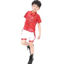 六一儿童演出服装 女童表演服幼儿园小学生亮片舞蹈服少儿纱裙(红色 男孩)(150cm)