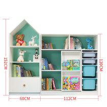 可比熊实木宝宝玩具收纳置物架落地儿童书架大容量幼儿园整理柜子(翠绿色 默认版本)