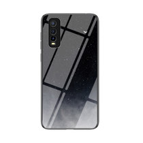 VIVO Y70S手机壳新款步步高y70s星空彩绘玻璃壳Y70s防摔软边保护套(星空月牙)