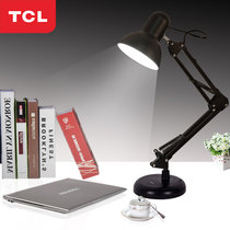 TCL led护眼台灯 学习工作两用铁艺折叠台灯床头灯 简约黑色(黑色款)