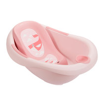 茶花儿童浴盆塑料婴儿洗澡盆小孩可坐可躺宝宝大号防滑洗澡架用品(粉红)