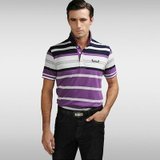 DANUO狄亚诺 商务男士条纹短袖POLO衫(紫色-89 170)