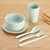 小麦秸秆燕麦早餐碗带勺子家用小碗单个塑料碗儿童汤饭碗餐具套装(小麦碗-绿色6件套)