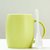 创意个性陶瓷马克杯带盖勺潮流早餐牛奶杯家用咖啡杯女水杯子定制(圆桶杯-青草绿-带瓷勺)