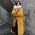 莉菲姿 棉服女2019冬季韩版长款宽松学生棉衣时尚女装过膝纯色棉服保暖外(黄色 XL)