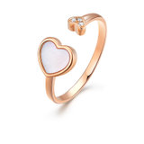 阿玛莎 浪漫爱心18K金玫瑰彩金贝壳钻石戒指指圈