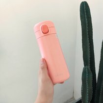 创意简约弹盖不锈钢保温杯便携小巧男女士学生水杯子韩版清新文艺(橙色-星乐小号350ml 送贴纸杯刷)