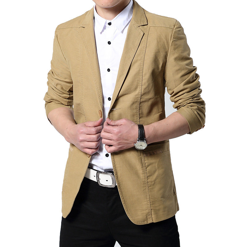 男装休闲男士新款小西服小西装男韩版修身中山装外套潮f5803(卡其色)