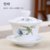 陶瓷功夫茶具茶碗茶杯冲茶器泡茶碗白瓷家用简约单个三才盖碗套装(碟枝头盖碗)