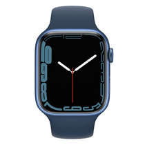 Apple Watch Series 7 智能手表GPS款45 毫米蓝色铝金属表壳深邃蓝色运动型表带MKN83CH/A