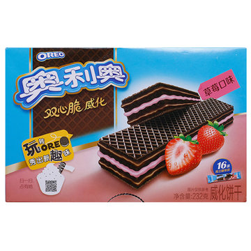 奥利奥双心脆威化草莓+巧克力口味单盒装232g