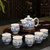 陶瓷茶具套装功夫茶具整套茶具冰裂茶杯茶壶茶道茶盘泡茶套装家用  7件(7头双层隔热茶具-青)(7件)