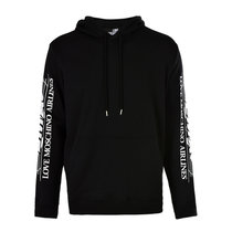 LOVE MOSCHINO棉质LOGO印花休闲时尚连帽抽绳卫衣609-3875-C74XL码黑色 时尚百搭