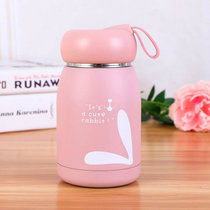 学生女士提绳保温杯个性杯(粉色 320ML)