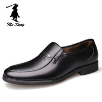 米斯康 男鞋正装皮鞋男韩版软皮商务加绒棉鞋皮鞋英伦圆头皮鞋子537(44)(黑色)